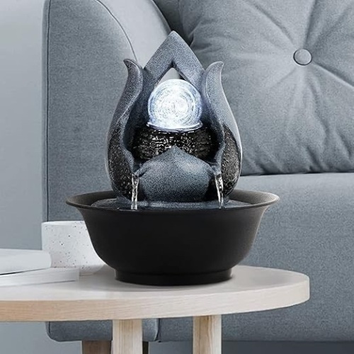 WICHEMI Indoor Water Fountain with LED Rolling Ball  - Lot 438