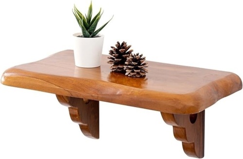 16" LIve Edge Teak Wood Floating Shelf - Lot 317