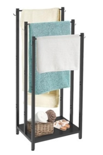 AnBaiMei 44 inch Free Standing Towel Rack with shelf and 6 hooks - Lot 499