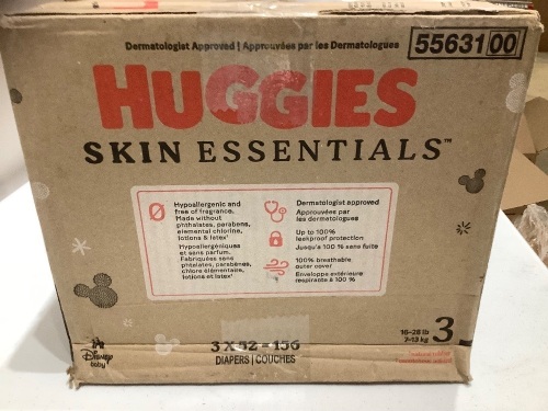 Huggies Skin Essentials size 3 Diapers, (156 Diapers) - Lot 223