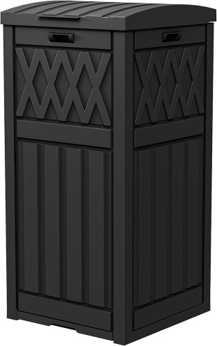 DWVO 38 Gallon Outdoor Trash Can, Resin Garbage Can with Tiered Lid and Drip Tray, Waterproof Trash Bin for Patio, Kitchen, Backyard - Lot 1582