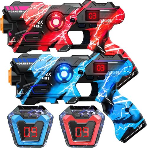 Laser Tag Guns Set of 2 with Digital LED Score Display Vest Multi-Functional Laser Tag Fun Indoor&Outdoor Toys - Lot 1629