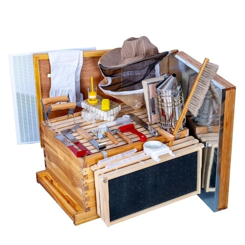 Beehive Starter Kit 10-Frame Bee Boxes and Frames Starter Kit Wax Coated Bee Hives and Supplies Starter Kit Including Beekeeping Tools Kit with Beekeeping Veil - Lot 1632