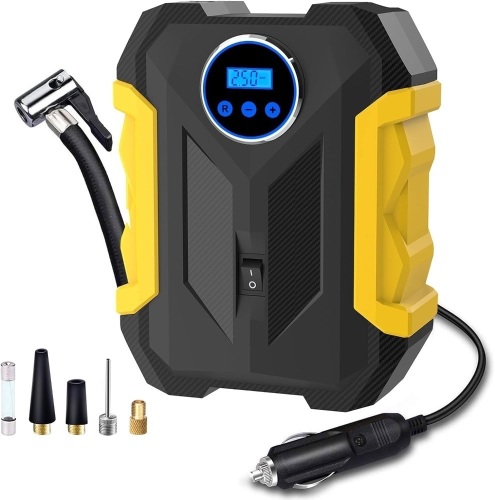 Digital Air Compressor for Car Auto Pump Portable Tire Inflator with LED Light DC 12V - Lot 1652