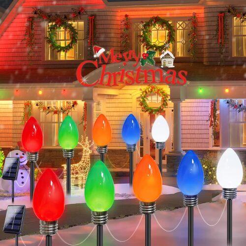 10-Pack Jumbo C9 Solar Christmas Lights - Lot 1699