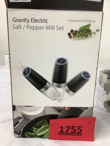 Gravity Electric Pepper and Salt Grinder Set, Adjustable Coarseness - Lot 1755