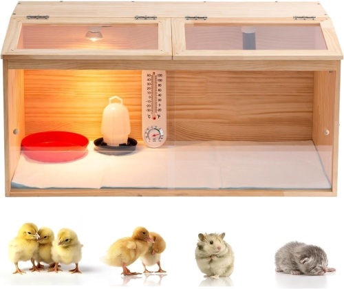 Large Wooden Chicken Brooder Box with Bulb Set and Thermometer - Lot 1775
