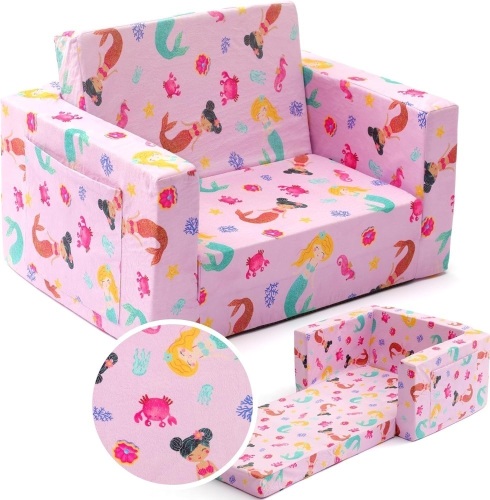 Toddler Couch - Kids Sofa Bed, Toddler Couches That Fold Out Girl, Baby Kids Couch Sofa Lounge Chair - Lot 1805