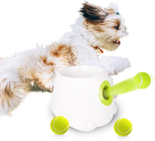 ALL FOR PAWS Automatic Dog Ball Launcher, Interactive Ball Thrower Dog Toys Includes 3pcs Tennis Balls for Small/Medium Dogs - Lot 1845