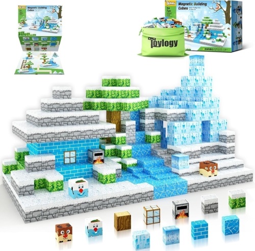 Magnetic Blocks-Build Mine Magnet World Frozen Edtion,Toys for Girls Age 3 4 5 6 7 8 Princess Castle STEM Sensory Kids Games Toys for Toddler Christmas Birthday Gifts for 3+ Years Old Girls & Boys - Lot 1982