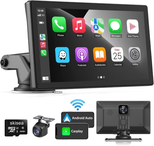 Wireless Apple Carplay Car Stereo,Portable 9'' Touch Screen Android Auto,2.5K Dash Cam,1080p Backup Camera DVR,Drive Mate Carplay Navigation with Mirror Link/Siri/FM/Bluetooth - Lot 1999