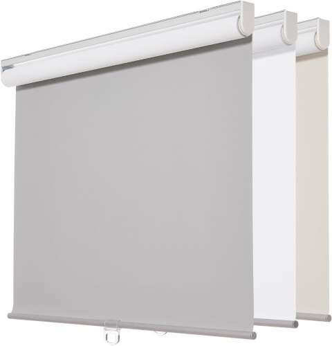 Persilux Cordless Window Shades Blinds (31" W x 72" H, Light Grey) 100% Blackout Roller Shades UV Protection Thermal Insulated Energy Saving Roller Window Shades for Home and Office - Lot 1825