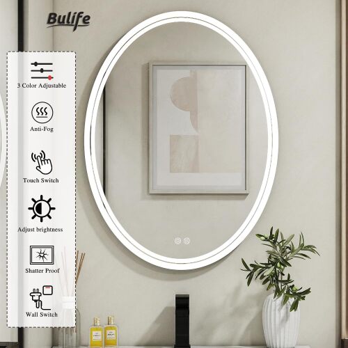 Oval LED Bathroom Mirror Anti-Fog - Lot 1870jh