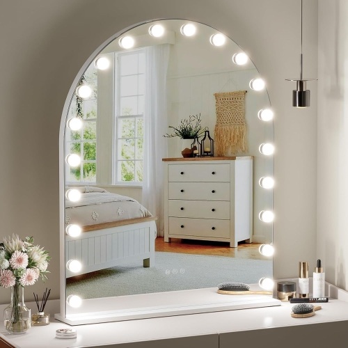 ZL ZELing Vanity Mirror with Lights Makeup Mirror with Lights 20 Dimmable Bulbs Hollywood Lighted Makeup Mirror 3 Color Lighting Modes Wall Mount/Tabletop - Lot 1845