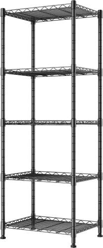 REGILLER 5-Wire Shelving Metal Storage Rack Adjustable Shelves,Standing Storage Shelf Units for Laundry Bathroom Kitchen Pantry Closet(Black,11.8" D x 16.6" W x 53.5" H) - Lot 1915