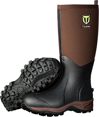 TIDEWE Rubber Neoprene Boots Men And Women, Waterproof Sturdy 6mm Neoprene Boot, Rain Boot Hunting Boot Arctic Outdoor Boot（Black, Brown & Next Camo G2） - Lot 1918