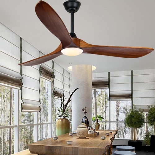 Farmhouse Rustic Ceiling Fans with Lights, 60 inch Outdoor Ceiling Fan for Patios with Light, 3 Blades Wood Ceiling Fan Damp Rated Large Airflow Commercial Ceiling Fans for Exterior House Porch Gazebo - Lot 1922