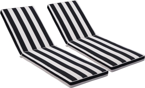 Only choice 2 Pcs Set Outdoor Lounge Chair Cushions Patio Chaise Lounge Replacement Cushions Furniture Seat Cushions(Black+White Stripes-2 pcs) - Lot 2026