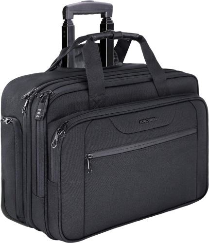 KROSER Rolling Laptop Bag Premium Wheeled Briefcase Fits Up to 17.3 Inch Laptop Overnight Roller Case Computer Bag with RFID Pockets for Travel/Business/Men/Women-Black - Lot 2035