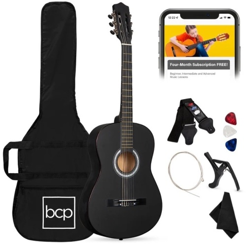 Beginner Acoustic Guitar Set w/ Case, Strap, Extra Strings - 38in - Lot 1969