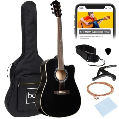Full Size Beginner Acoustic Guitar Set with Case, Strap, Capo - 41in - Lot 2000