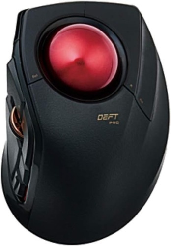 ELECOM DEFT PRO Trackball Mouse, Wired, Wireless, Bluetooth, Finger Control, Ergonomic Design, 8-Button Function, Optical Gaming Sensor, Smooth Red Ball, Windows11, MacOS(M-DPT1MRBK) - Lot 1909