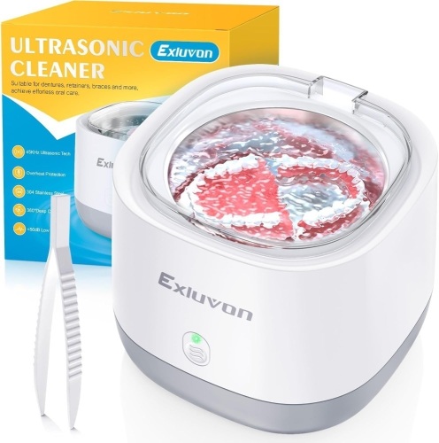 Ultrasonic Retainer Cleaner, 250ML Portable Ultrasonic Dental Cleaner, 45KHz Retainer Cleaner Machine for Dentures, Aligner, Mouth Guard, Whitening Trays and Jewelry - Lot 1911