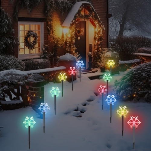 VIHOSE 20 Pcs Christmas Solar Snowflakes Pathway Lights - Lot 2252