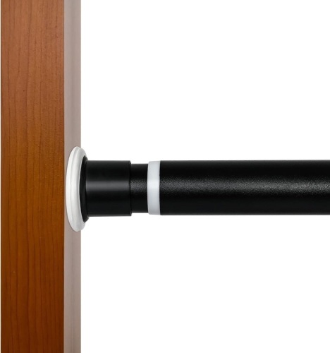 Tension Curtain Rod 122 to 157 Inches, 1.26" Diameter Spring Adjustable Curtains Rods Long Large Pole for Windows Door Bathroom Patio Outdoor No Drilling, Black - Lot 1865