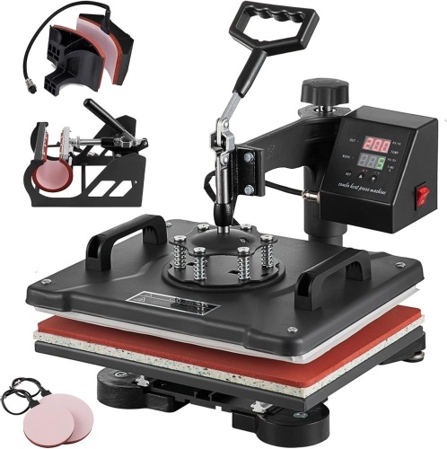 5 in 1 Heat Press Machine, 12x15 inch Swing Away Heat Press for Sublimation, T Shirt Pressing Machine Multifunction, Heat Press Transfer Machine Combo for T-Shirt Hat Cap Mug Plate Cap - Lot 2077