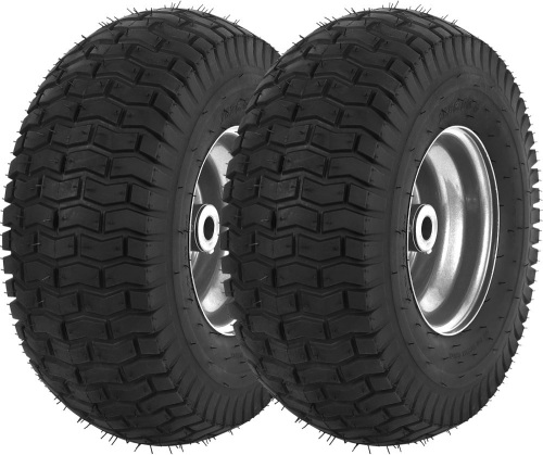 AR-PRO (2-Pack) Replacement 15 x 6.00-6 Tire and Wheel Assemblies for Riding Lawn Mower and Lawn Tractors - 3" Centered Hub with 3/4" Bushings, 4Ply Pneumatic Turf Saver Tires - Lot 2099