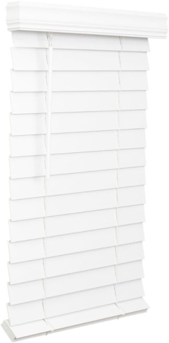 LOTUS & WINDOWARE 2.5-inch Cordless Faux Wood Blind, Plantation Style, 36" Wide x 72" Long, Smooth, Bright White – for Living Room, Bedroom, Interior Door Windows - Lot 2161