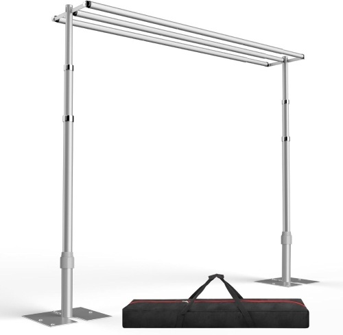 Backdrop Stand Heavy Duty 10x10Ft,Three Crossbar Pipe and Drape Photo Background Support Kit, Adjustable Metal Frame - Lot 2172