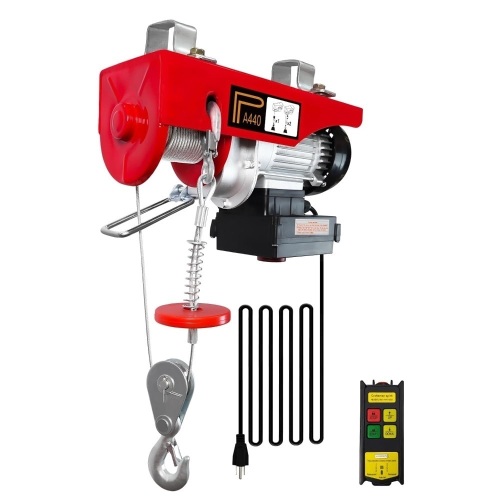 Electric Hoist,440lbs 120V Winch with 262ft Wireless Remote Control,Electric Winch Single/Double Slings with Emergency Stop,110V Lift Hoist for Factories,Warehouses,Construction Site - Lot 2055