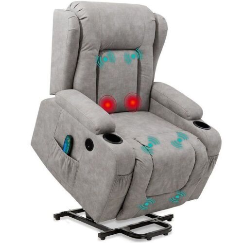 Electric Power Lift Recliner Massage Chair w/ Heat, USB Port, Cupholders - Lot 16