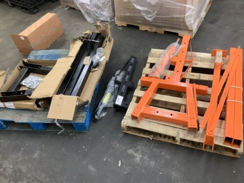 Lot of (2) 2 Ton Shop Cranes - Black Missing 4 Wheels, Orange Missing All Hardware & Wheels  - Lot 143
