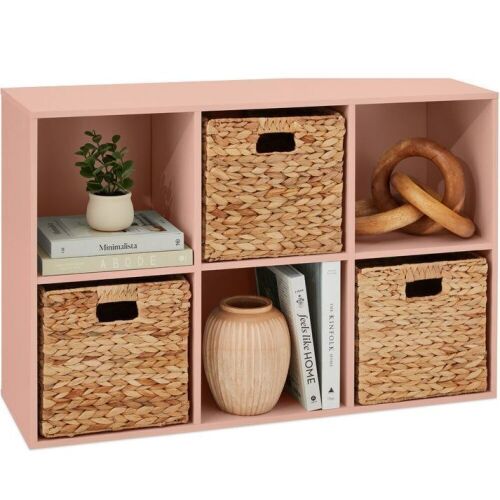 6-Cube Bookshelf, 11in Storage Display w/ Removable Panels, Customizable - Lot 227