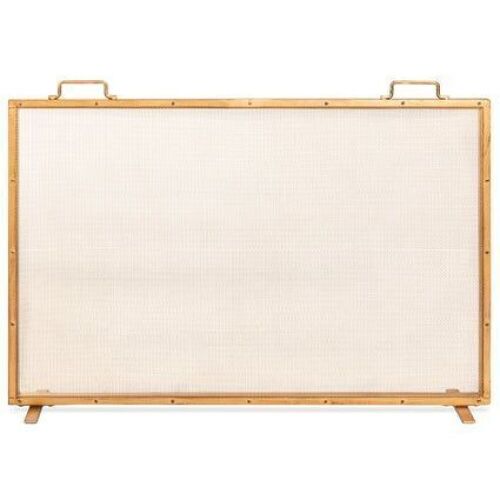 Single Panel Handcrafted Steel Mesh Fireplace Screen w/ Handles - 38x27in - Lot 360