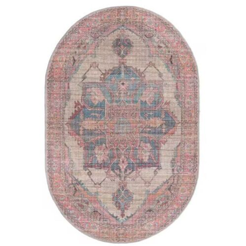 Unique Loom Nostalgia Ella Antique Beige 4 ft. x 6 ft. Oval Machine Washable Area Rug - Lot 427JF