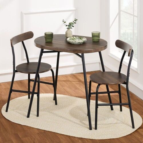3-Piece Oval Dining Table Set, Small Kitchen Set w/ 2 Chairs - Lot 564