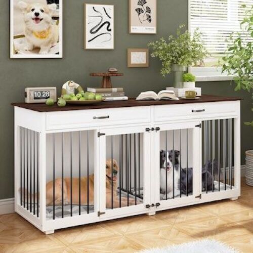 Large Dog Crate Furniture with 2 Drawers - Lot 15WG