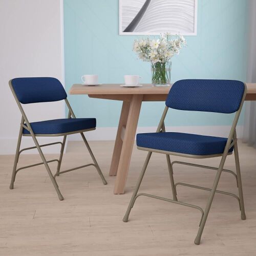 Flash Furniture Hercules Series Metal Folding Chairs with Cushioned Seat, Set of 2  - Lot 345