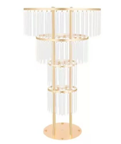 4-Tier 37.4 in. H Gold Iron Acrylic Decorative Stand  - Lot 456