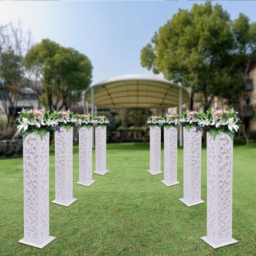 47" Tall Carved PVC Pillars with LED Lights, 8 pc  - Lot 742