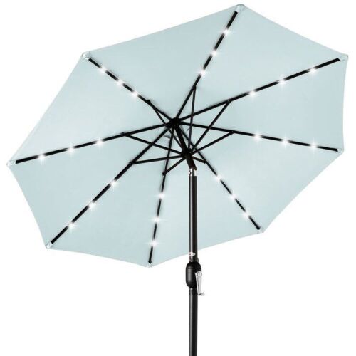 Solar LED Lighted Patio Umbrella w/ Tilt Adjustment, UV-Resistant - 10ft - Lot 813
