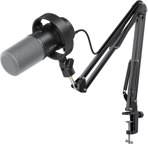 FIFINE Podcast Microphone Kit, USB/XLR Dynamic Microphone with Boom Arm for PC/XLR Mixer - Lot 934WG