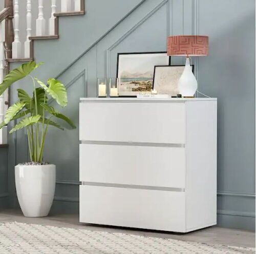 FUFU&GAGA 3-Drawer White Wood Chest of Drawers 30 in. W x 32 in. H x 16 in. D - Lot 108WG