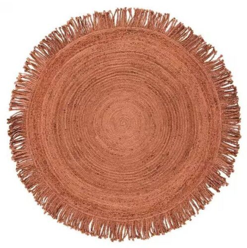 SAFAVIEH Braided Rust 5 ft. x 5 ft. Abstract Border Round Area Rug - Lot 713JF