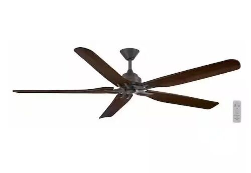 Hampton Bay Danetree 72 in. Indoor/Outdoor Natural Iron Ceiling Fan with Hand Carved Wood Blades and Remote Control Included - Lot 125JF