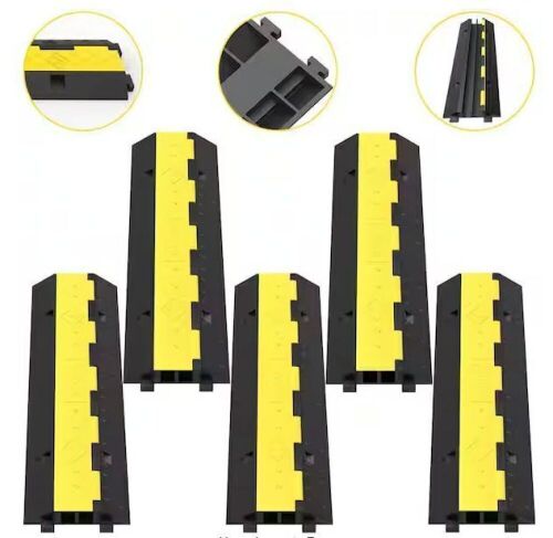 VEVOR Cable Protector Ramp 2-Channels 11000 lbs. Load, 5-Pieces - Lot 127JF